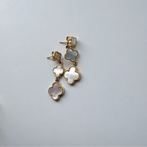 Four Leaf Clover 925 silver plated Gold earings